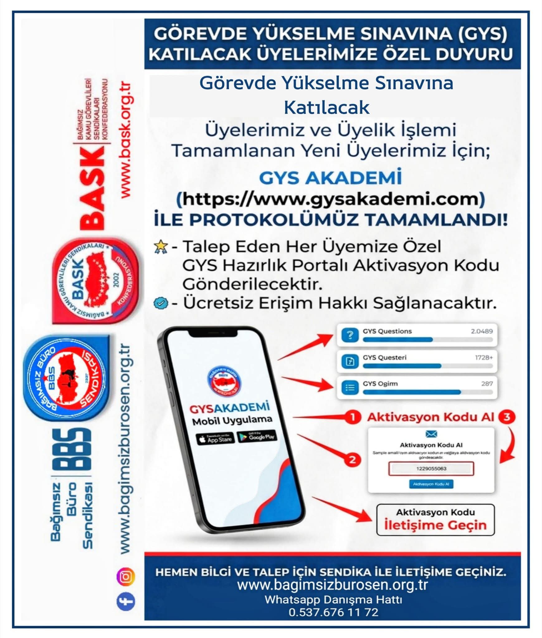 GÖREVDE YÜKSELME SINAVINA KATILACAK ÜYELERİMİZ İÇİN 